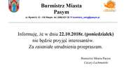 Zmiana godzin przyjęcia Burmistrza Miasta Pasym
