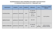 HARMONOGRAM CZĘŚCI PISEMNEJ EGZAMINU MATURALNEGO W TERMINIE POPRAWKOWYM - WRZESIEŃ 2020