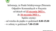 Informacja o zmianie godzin pracy PSZOK 15.01.2022 r. - 26.01.2022 r.