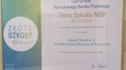 Certyfikat Złota Szkoła NBP!