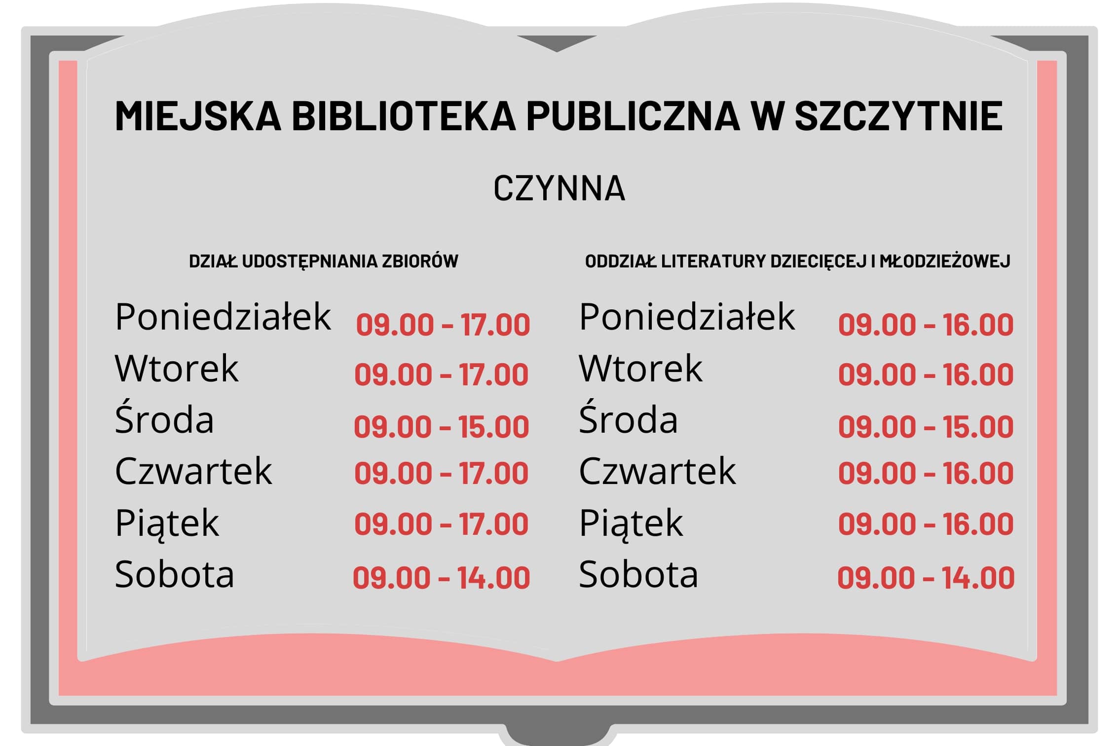 Godziny otwarcia Miejskiej Biblioteki Publicznej w Szczytnie 