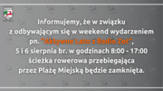 Informacja o czasowym zamknięciu ścieżki rowerowej