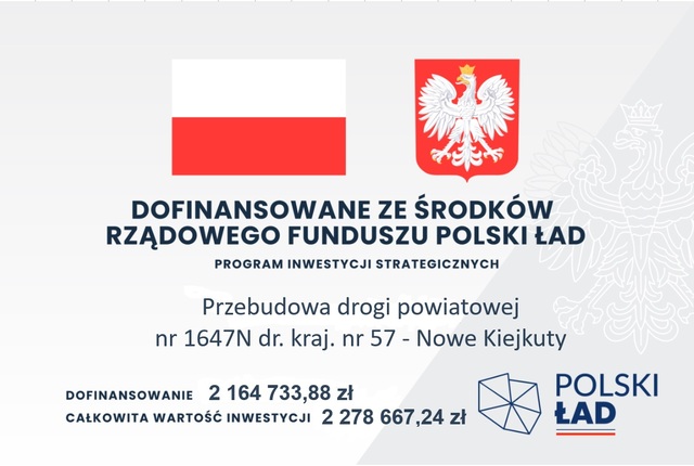 Przebudowa drogi powiatowej nr 1647N dr. kraj. nr 57 – Nowe Kiejkuty