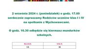 ZEBRANIE Z RODZICAMI - 2 WRZEŚNIA 2024