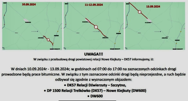 Uwaga utrudnienia w ruchu