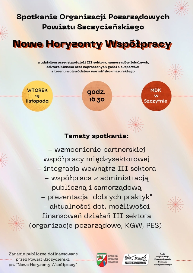 Nowe Horyzonty Współpracy – Spotkanie Organizacji Pozarządowych Powiatu Szczycieńskiego