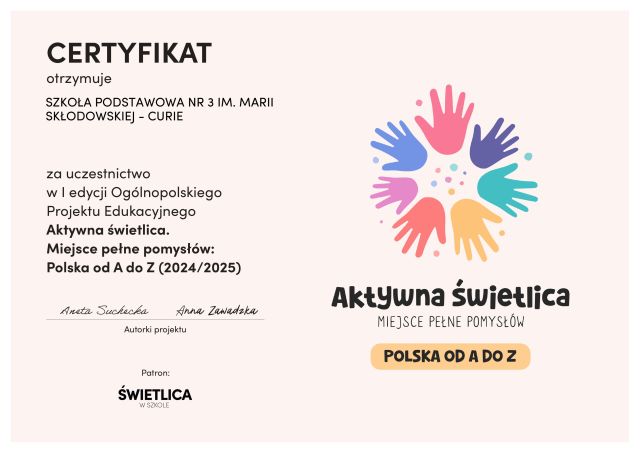 Certyfikat Aktywna Świetlica