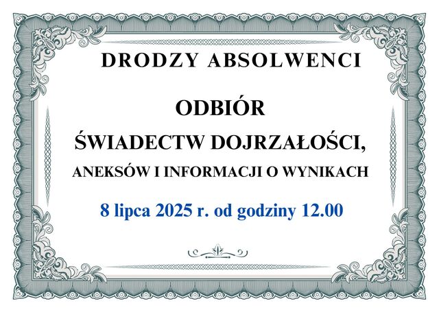 Odbiór świadectw dojrzałości