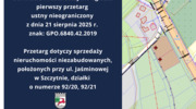 Przetarg na nieruchomości niezabudowane przy ul. Jaśminowej w Szczytnie