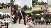 Kwiaty przy pomniku Orła Białego z okazji rocznicy wybuchu II wojny światowej