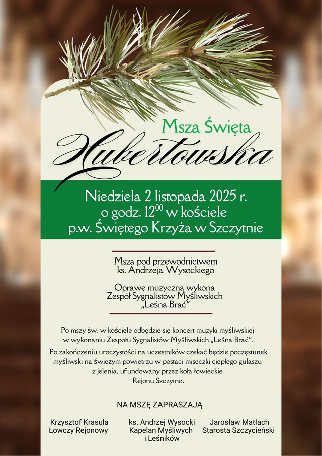 Msza Święta Hubertowska w Szczytnie
