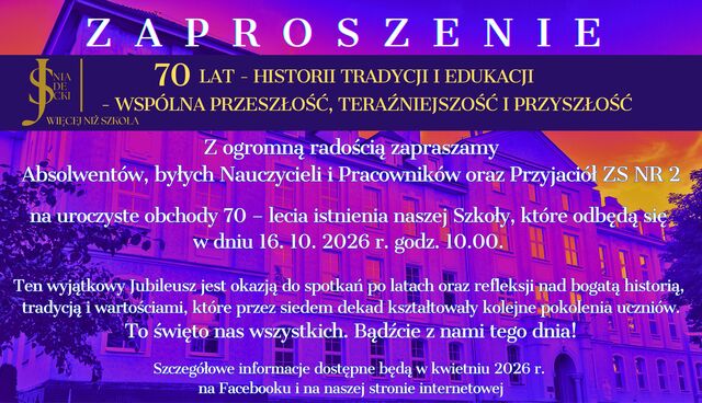 JUBILEUSZ 70-LECIA - ZAPROSZENIE