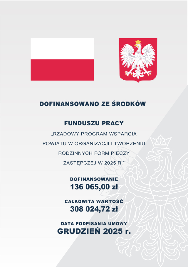 Powiat Szczycieński realizował w 2025 roku „Rządowy Program wsparcia powiatu w organizacji i tworzeniu rodzinnych form pieczy zastępczej w 2025 r.” 