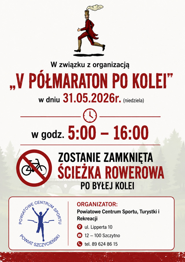 Zamknięcie ścieżki rowerowej w dniu 31 maja 2026 r. 