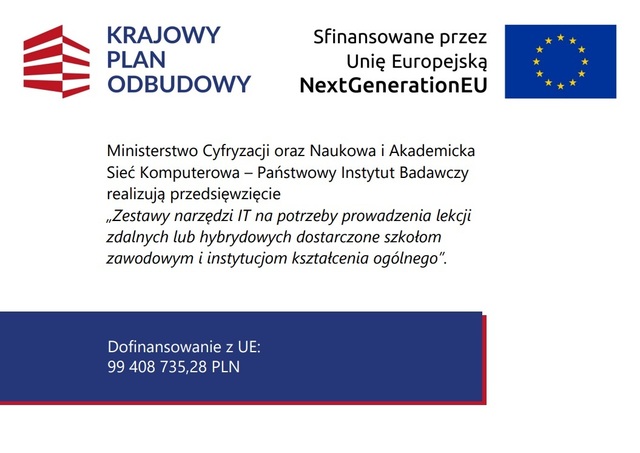 Sprzęt dla szkół z Krajowego Planu Odbudowy