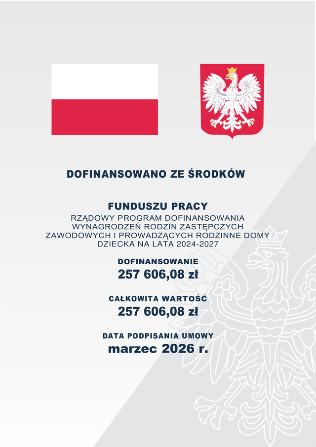 Powiat Szczycieński realizuje Rządowy Program "Dofinansowanie wynagrodzeń rodzin zastępczych zawodowych i prowadzących rodzinne domy dziecka na lata 2024-2027"
